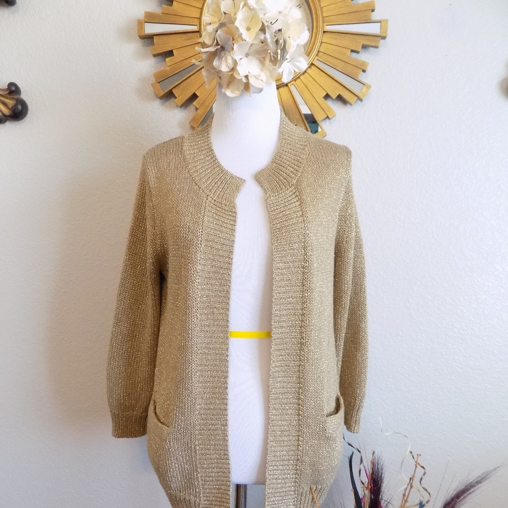 J. Crew Metallic Gold Cardigan
